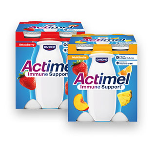 Jogurt. gėrimas ACTIMEL vaisinis arba braškių skonio, 4x100 g/pak.