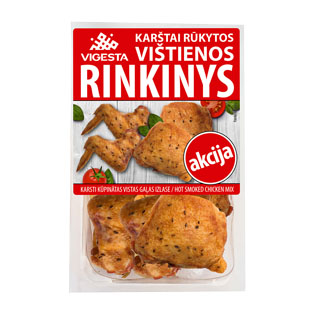 Karštai rūkytų vištienos sparnelių ir kumpelių rinkinys, 500 g/pak.