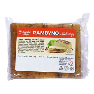 RAMBYNO MEDŽIOTOJŲ rūkytas sūris, 42% rieb. s.m., 1 kg.