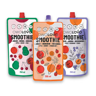 Vaisių kokteilis OWOLOVO SMOOTHIE (5 rūšių), 250 ml.