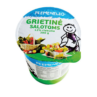 PIEMENĖLIO grietinė salotoms , 12% rieb., 380 g.