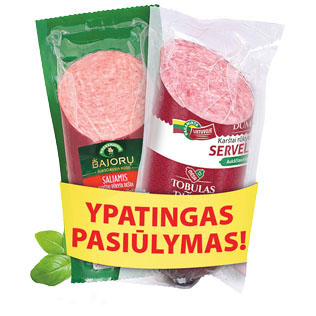 Rinkinys: karštai rūkytas saliamis ir servelatas, a. r., 800 g/pak.,